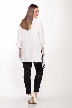 Блуза белая асимметричная из тонкой ткани с разрезами Belinga 5061 - фото 3