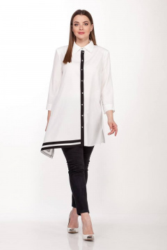 Блуза белая асимметричная из тонкой ткани с разрезами Belinga 5061 - фото 1