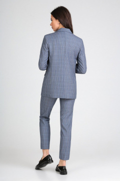 Синий двухбортный пиджак в клетку для делового образа IVARI 205 клетка_сирень - фото 4
