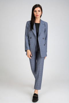 Синий двухбортный пиджак в клетку для делового образа IVARI 205 клетка_сирень - фото 3