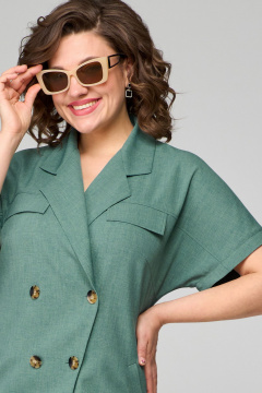 Платье летнее полуприлегающее с двубортной застежкой Орхидея 1248 зеленый - фото 4