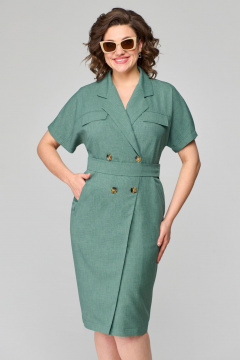 Платье летнее полуприлегающее с двубортной застежкой Орхидея 1248 зеленый - фото 3
