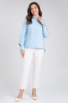 Деловая хлопковая рубашка прямого силуэта IVARI 418/1 голубой - фото 3