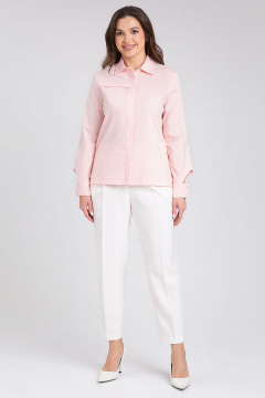 Розовая хлопковая рубашка прямого кроя для делового образа IVARI 418/1 лососевый - фото 3