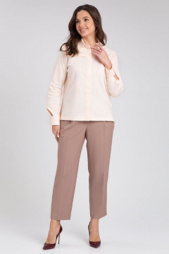 Бежевая хлопковая рубашка прямого силуэта IVARI 418/1 ванильный - фото 3