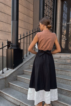 Льняное платье с воланами на пуговицах и воланами Pavlova 160 разноцветное2 - фото 4