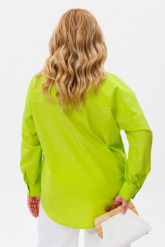 Блуза летняя оверсайз с длинным рукавом из хлопка Michel chic 778 салатовый - фото 4