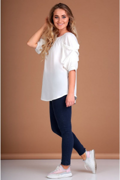 Молодежная блуза с регланом и романтическим пышным рукавом Таир-Гранд 62367 белый - фото 1