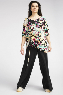 Женская свободная вискозная блузка-туника FASHION CENTRE В-3510 мультиколор_на_черном - фото 2