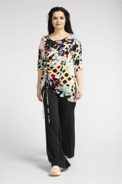 Женская свободная вискозная блузка-туника FASHION CENTRE В-3510 мультиколор_на_черном - фото 1
