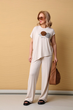 Летний костюм из трикотажа и вискозы с оригинальной аппликацией LM К7848 - фото 5