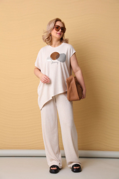 Летний костюм из трикотажа и вискозы с оригинальной аппликацией LM К7848 - фото 2