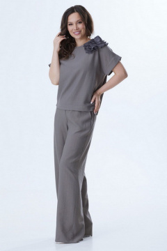 Элегантный комплект из блузы и брюк из вискозы для летних дней Магия моды 2419 серый - фото 4
