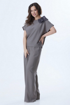 Элегантный комплект из блузы и брюк из вискозы для летних дней Магия моды 2419 серый - фото 3