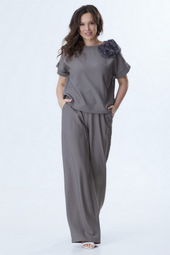 Элегантный комплект из блузы и брюк из вискозы для летних дней Магия моды 2419 серый - фото 1