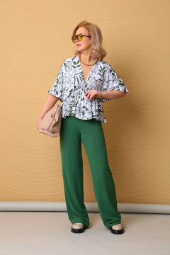 Костюм 2-ка из вискозы и трикотажа с приталенным топом LM К8148 - фото 2