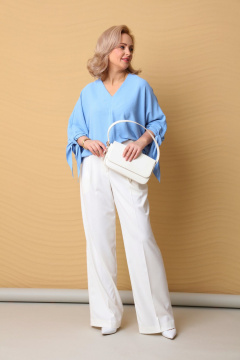 Костюм 2-ка с свободной укороченной блузой и широкими брюками LM БК4019 - фото 3