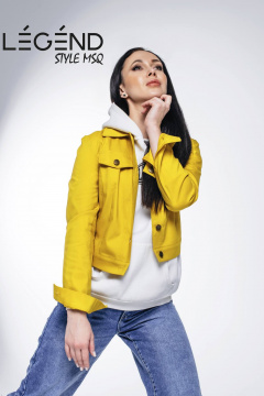 Джинсовый жакет демисезонный желтый из хлопка Legend Style G-005 горчичиный - фото 3