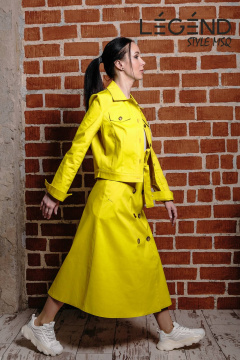 Юбка трапеция демисезонная из хлопкового текстиля Legend Style S-009 горчица - фото 5