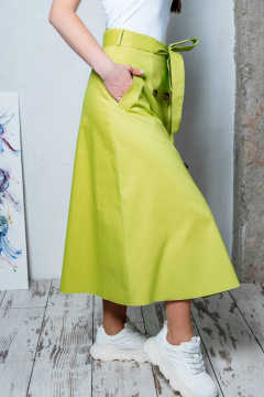 Юбка трапеция демисезонная из хлопкового текстиля Legend Style S-009 яблоко - фото 2