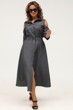 Платье ежедневное серое рубашечного типа с карманами Angelina & Сo 986 - фото 4