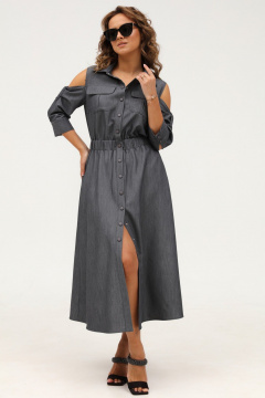 Платье ежедневное серое рубашечного типа с карманами Angelina & Сo 986 - фото 1