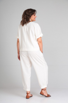 Костюм из льна-жакет и брюки-шаровары на каждый день Michel chic 1337/1 молоко - фото 5