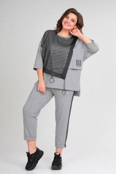 Костюм из трикотажа брюки и джемпер свободного кроя Michel chic 1329/1 серый - фото 2
