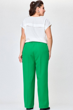 Брюки палаццо из костюмной ткани со складками SOVA 11229 зеленый - фото 4