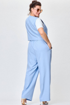 Брюки палаццо из костюмной ткани с карманами SOVA 11229 голубой - фото 4