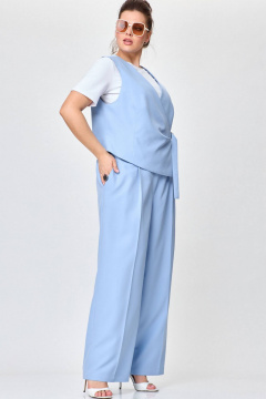 Брюки палаццо из костюмной ткани с карманами SOVA 11229 голубой - фото 1