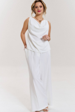 Брюки палаццо из костюмной ткани с боковыми карманами SOVA 11230 молочный - фото 1