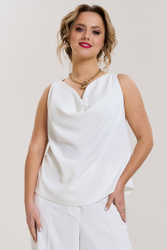 Топ в бельевом стиле из атласа и текстиля SOVA 11051 молочный - фото 2
