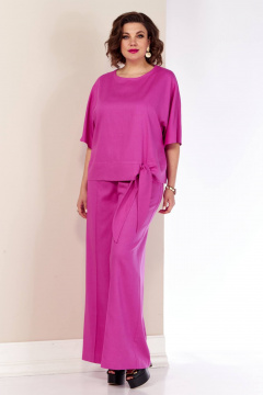 Летний двойка блуза и брюки с высоким поясом Shetti 4055 фуксия - фото 1