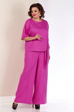 Летний двойка блуза и брюки с высоким поясом Shetti 4055 фуксия - фото 2
