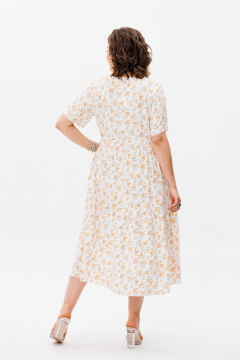 Бежевое летнее платье из вискозы с свободным силуэтом Anelli 1408 шафрановый - фото 4