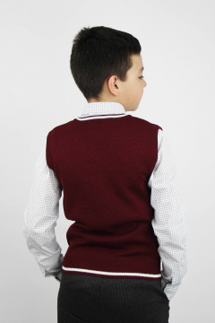 Жилет для мальчика прямой силуэт красный вязаный трикотаж Полесье С9879-23 3С3113-Д43 146 св.бордовый - фото 3