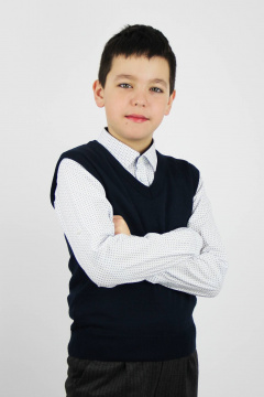 Жилет приталенный вязаный на каждый день Полесье С9829-23 3С3085-Д43 146 м.синий - фото 2