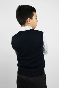 Жилет приталенный вязаный на каждый день Полесье С9829-23 3С3084-Д43 158,164 м.синий - фото 3