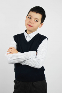 Жилет приталенный вязаный на каждый день Полесье С9829-23 3С3084-Д43 152 м.синий - фото 1