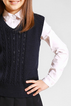 Жилет приталенный вязаный на каждый день Полесье С9812-16 7С1267-Д43 146,152 м.синий - фото 2