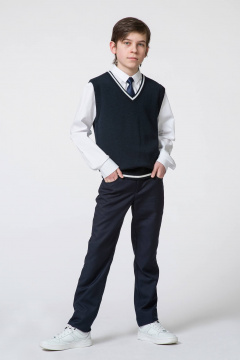 жилет вязаный трикотажный деловой на каждый день Полесье С9797-22 2С5195-Д43 182,188 м.синий - фото 1