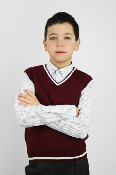 жилет вязаный трикотажный деловой на каждый день Полесье С9797-22 2С5195-Д43 170,176 св.бордовый - фото 1