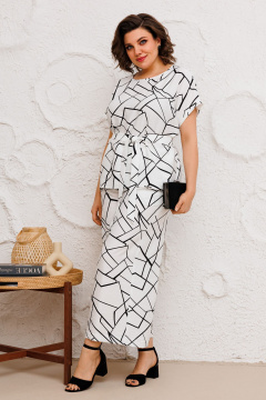 Белое летнее комплект с блузкой и кюлотами AGATTI 5362 молочный_черный - фото 4