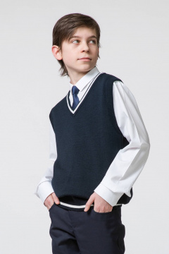 Жилет синий вязаный демисезонный деловой и на каждый день Полесье С9797-22 2С5194-Д43 122,128 м.синий - фото 2