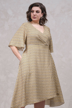 Красное платье на запах с карманами и расклешенным рукавом Avanti 1632-1 - фото 5