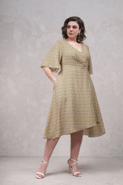 Красное платье на запах с карманами и расклешенным рукавом Avanti 1632-1 - фото 1