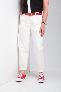 Джинсы свободного кроя с карманами и манжетами Ma Vie М650-2 белый - фото 4