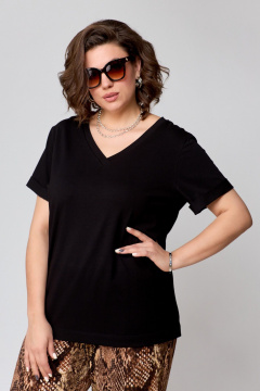 Черный свободный футболка из хлопка Premium с V-образным вырезом Bliss 9174 - фото 3