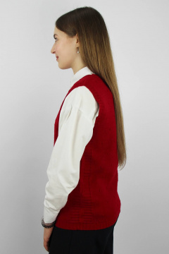 Трикотажный жилет прямого силуэта для делового образа Полесье С9244-18 9С8518-Д43 158,164 вишневый - фото 3